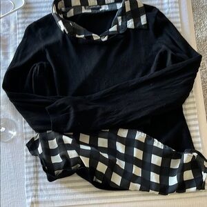 Black and White Checkered Women's Sweater